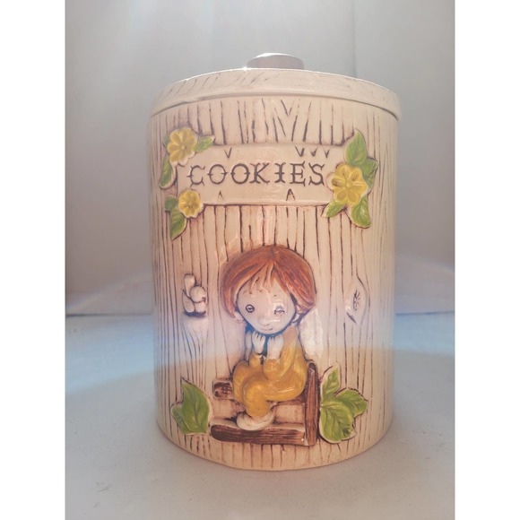 Treasure Craft Other - Vintage Treasure Craft Pottery Boy and bird Cookie Canister Kitchen Storage
